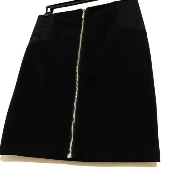 Urban Behavior Black Stretch Skirt Medium Back Zip Ribbed Side Panels Fitted - Picture 5 of 14